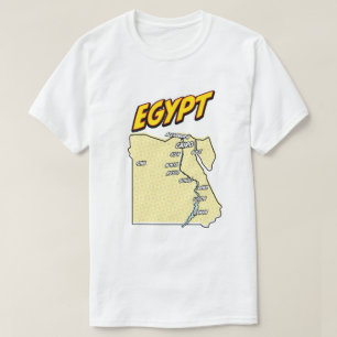T-shirt Carte d'Égypte illustrée Pop Art