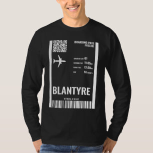 T-shirt Carte d'embarquement Blantyre Malawi Billet de com
