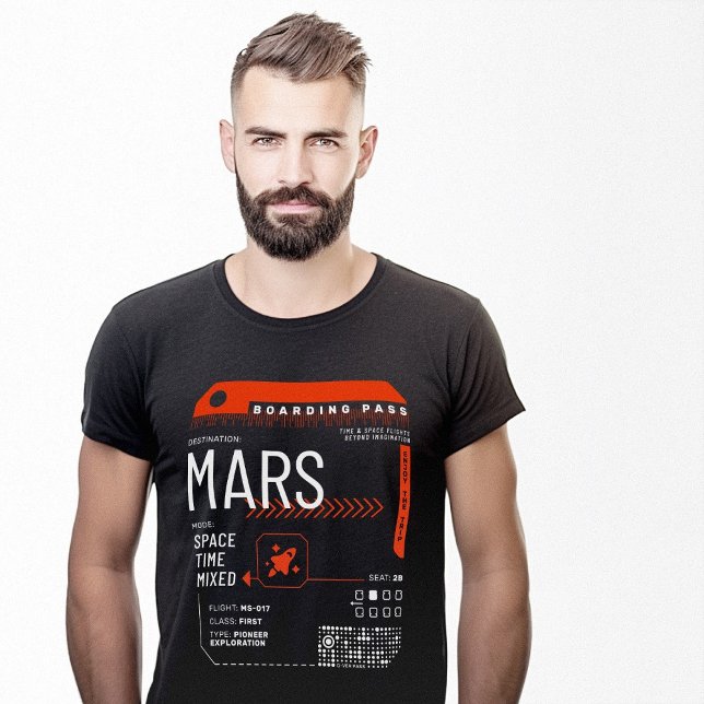 T-shirt Carte d'embarquement Mars Time Travel (Mars Time Travel Ticket Boarding Pass T-Shirt)