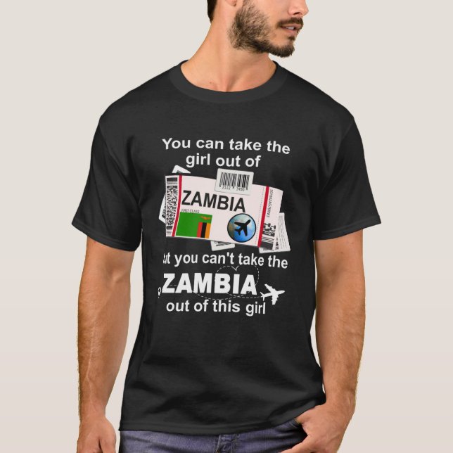 T-shirt Carte d'embarquement Zambie  Fille zambienne  Zamb (Devant)
