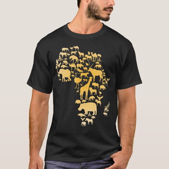 T-shirt Carte des animaux d'Afrique Silhouette Afrique (Devant)
