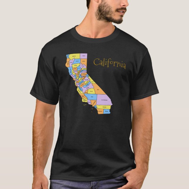 T-shirt Carte des comtés de Californie (Devant)