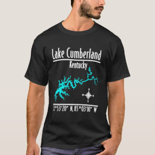 T-shirt Carte des coordonnées du rivage du lac Cumberland