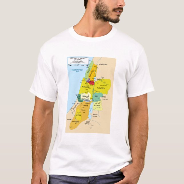 T-shirt Carte des douze tribus d'Israël de 1200 à 1050 (Devant)