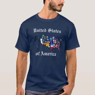 T-shirt Carte des drapeaux d'état américain