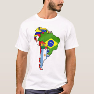 T-shirt Carte des drapeaux sud-américains