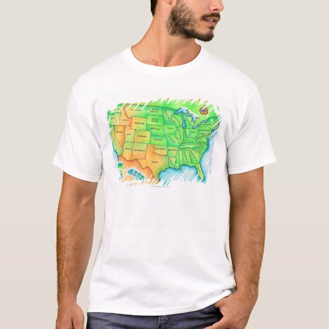 T-shirt Carte des Etats-Unis (Devant)
