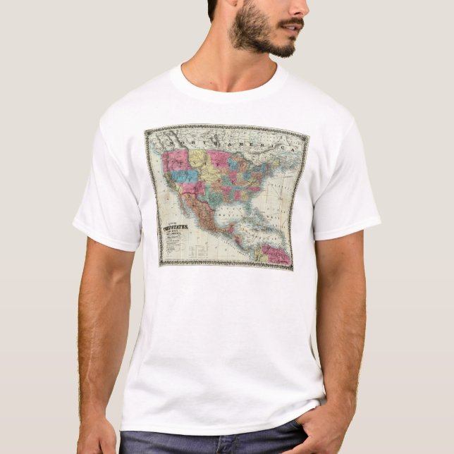 T-shirt Carte des Etats-Unis, Canada, Mexique (Devant)