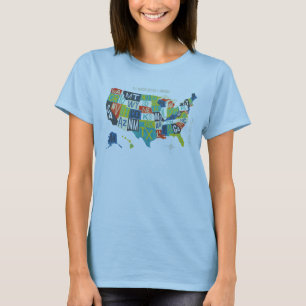 T-shirt Carte des Etats-Unis d'impression typographique