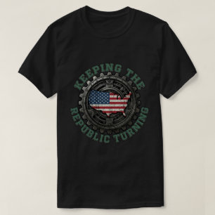 T-shirt Carte des États-Unis Engrenage République Tournant