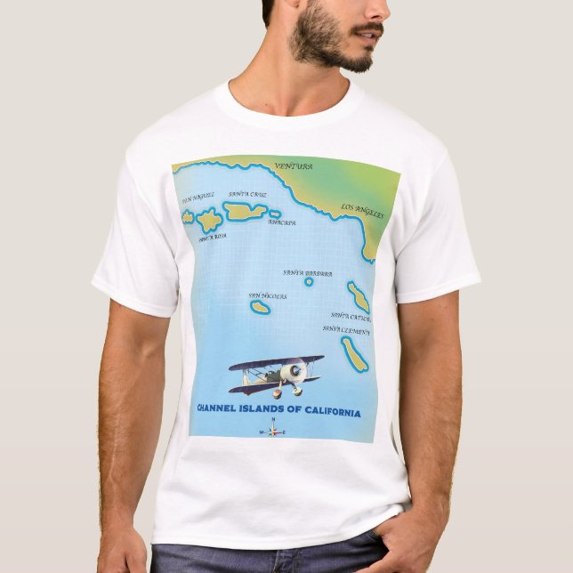 T-shirt Carte des îles Anglo-Normandes de Californie (Devant)