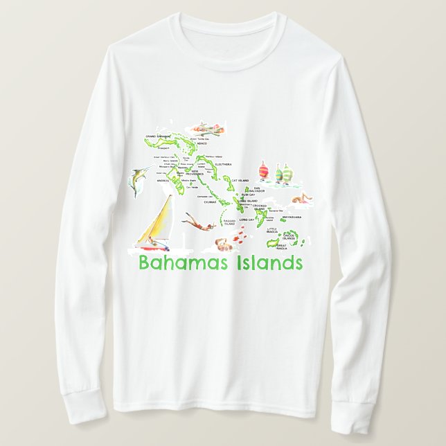 T-shirt Carte des îles Bahamas (Design devant)