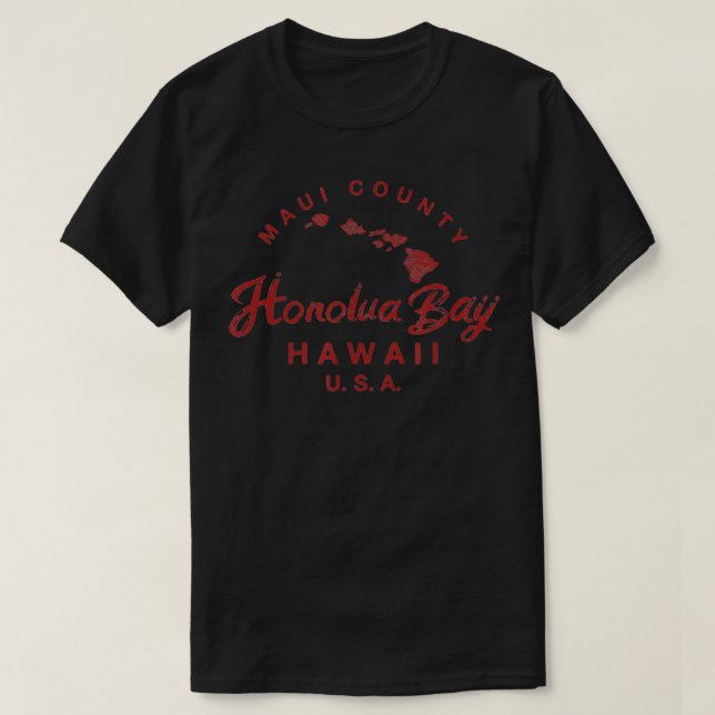 T-shirt Carte des îles Hawaii de la baie de Maui Honolua (Design devant)