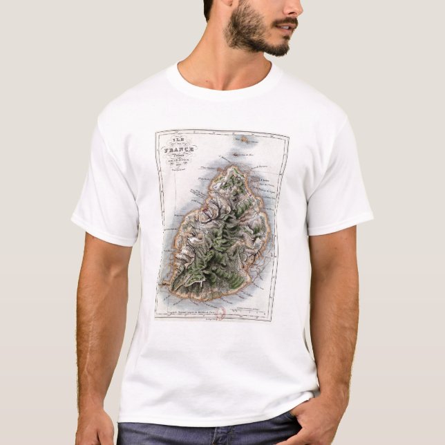 T-shirt Carte des Îles Maurice, illustration 'Paul et (Devant)