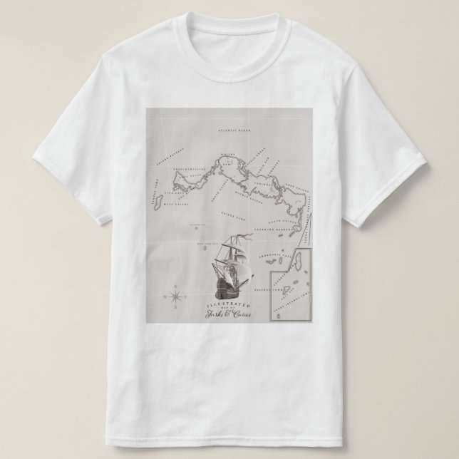 T-shirt Carte des îles Turques et Caïques (Design devant)