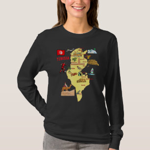 T-shirt Carte des monuments du Tunisie Villes principales
