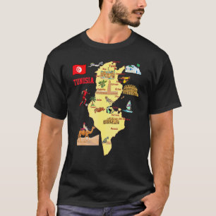 T-shirt Carte des monuments du Tunisie Villes principales