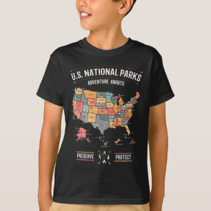 T-shirt Carte des parcs nationaux américains Préserver Pro