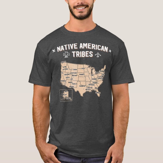 T-shirt Carte des tribus amérindiennes Histoire américaine (Devant)