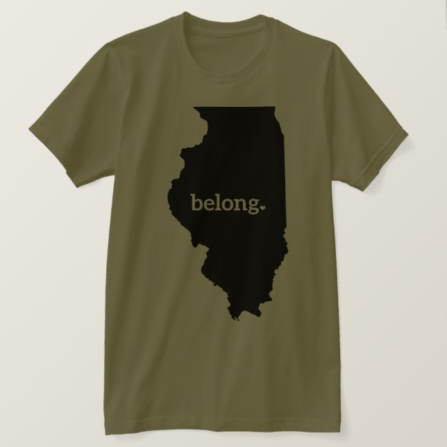 T-shirt Carte d'État de l'Illinois Belong (Design devant)
