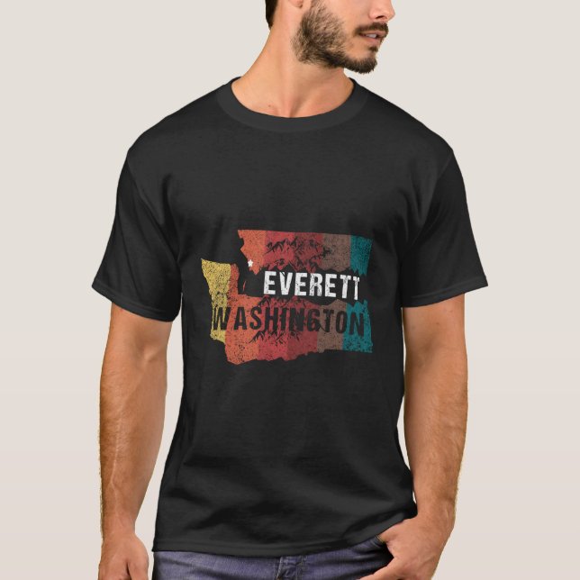 T-shirt Carte D'État Everett Washington (Devant)