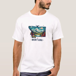 T-shirt Carte d'état Retro Vintage Montana