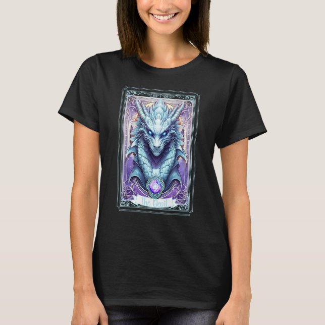 T-shirt Carte Devil Tarot Halloween Dragon Pastel Goth Wit (Devant)