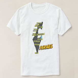 T-shirt Carte d'Israël illustrée dans le style Pop Art