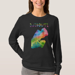 T-shirt Carte Djibouti isolée et colorée en couleur d'aqua