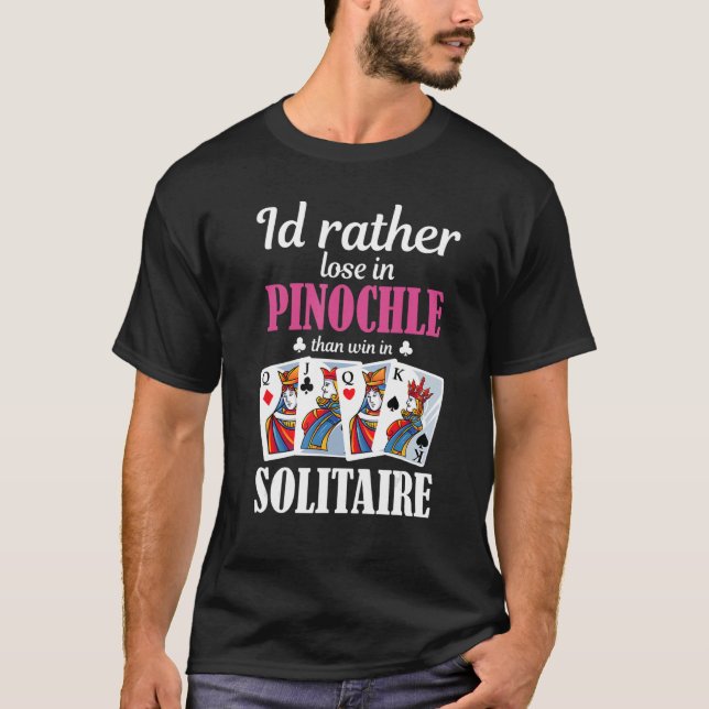T-shirt Carte Don Pinochle Player Vs Solitaire (Devant)