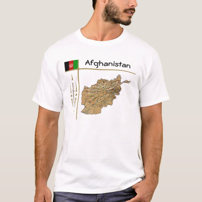 T-Shirt Carte + Drapeau + Titre Afghanistan (Devant)