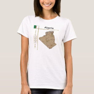 T-Shirt Carte + Drapeau + Titre Algérie