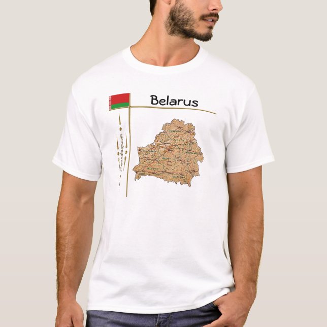 T-Shirt Carte + Drapeau + Titre Biélorussie (Devant)