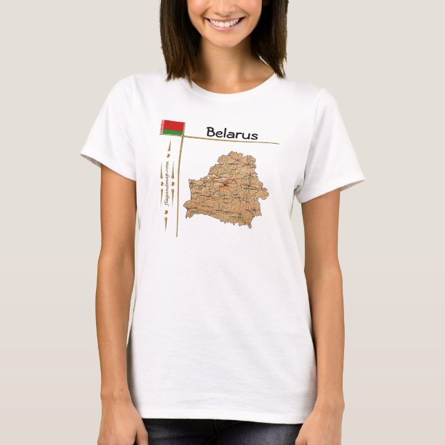 T-Shirt Carte + Drapeau + Titre Biélorussie (Devant)