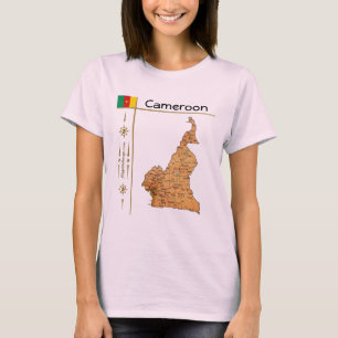 T-Shirt Carte + Drapeau + Titre Cameroun