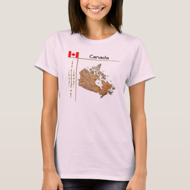 T-Shirt Carte + Drapeau + Titre Canada (Devant)