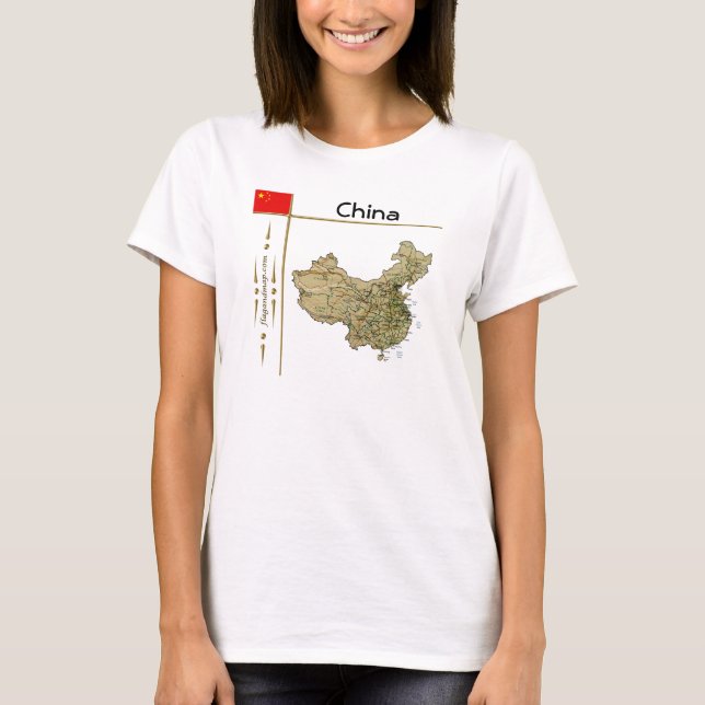 T-Shirt Carte + Drapeau + Titre Chine (Devant)