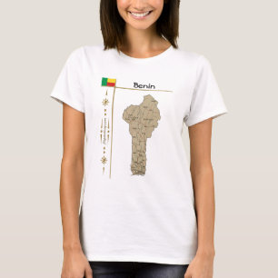 T-Shirt carte + drapeau + titre du Bénin