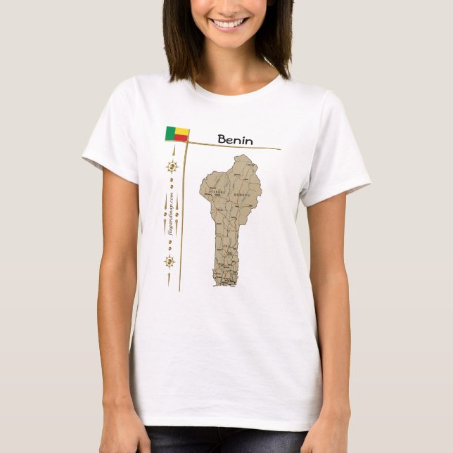 T-Shirt carte + drapeau + titre du Bénin (Devant)