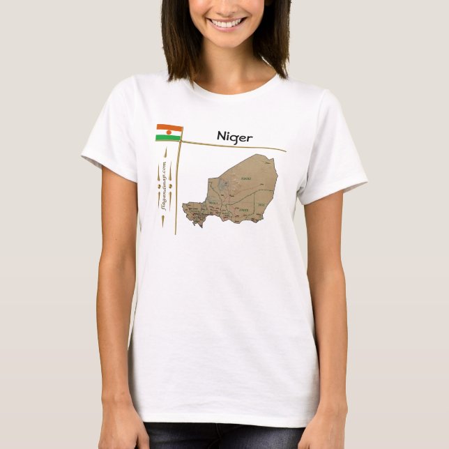 T-Shirt Carte + Drapeau + Titre du Niger (Devant)