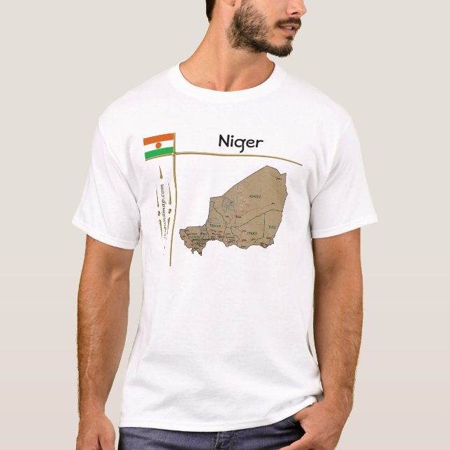 T-Shirt Carte + Drapeau + Titre du Niger (Devant)