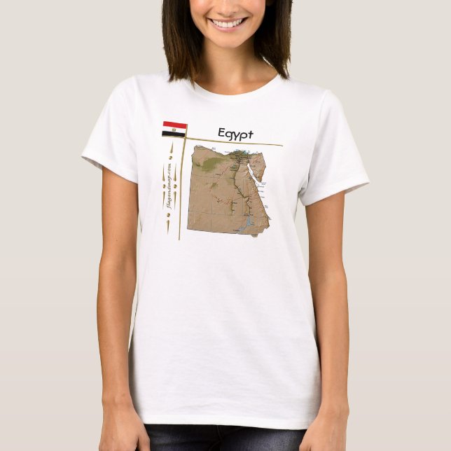 T-Shirt Carte + Drapeau + Titre Égypte (Devant)