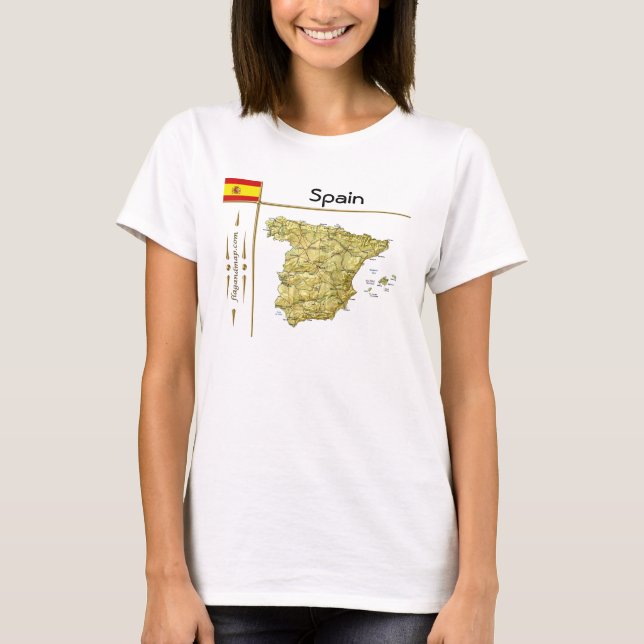 T-Shirt Carte + Drapeau + Titre Espagne (Devant)
