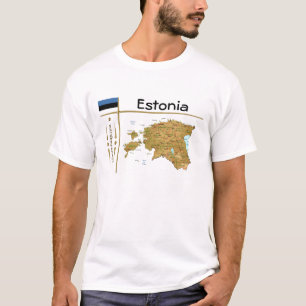 T-Shirt Carte + Drapeau + Titre Estonie