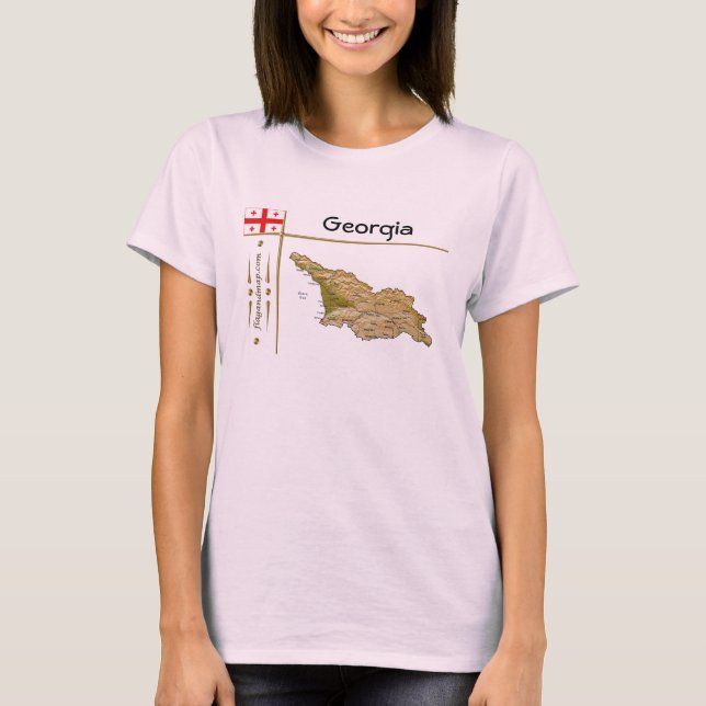 T-Shirt Carte + Drapeau + Titre Géorgie (Devant)