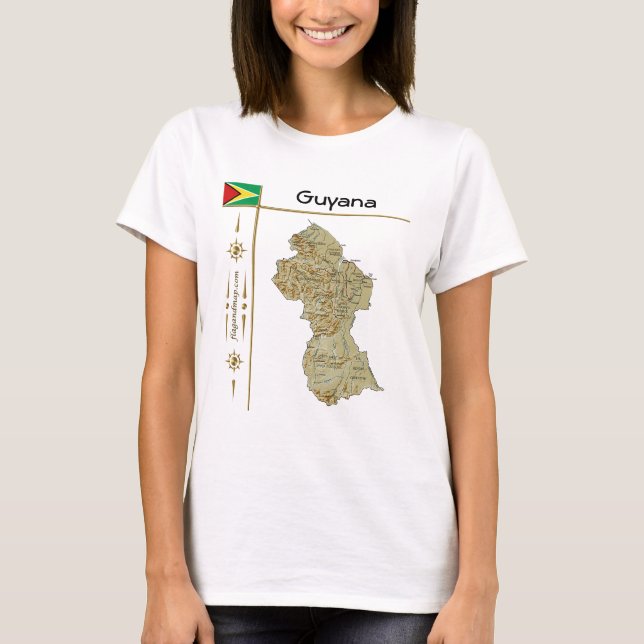 T-Shirt Carte + Drapeau + Titre Guyana (Devant)