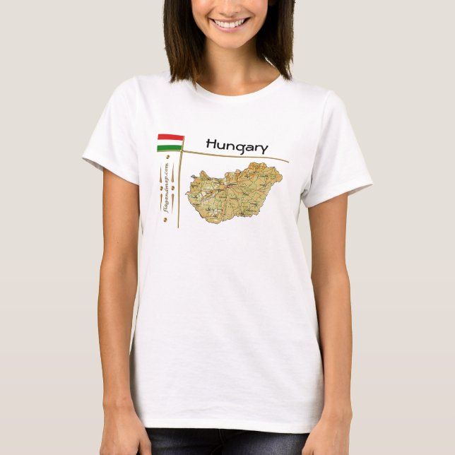 T-Shirt carte + drapeau + titre Hongrie (Devant)
