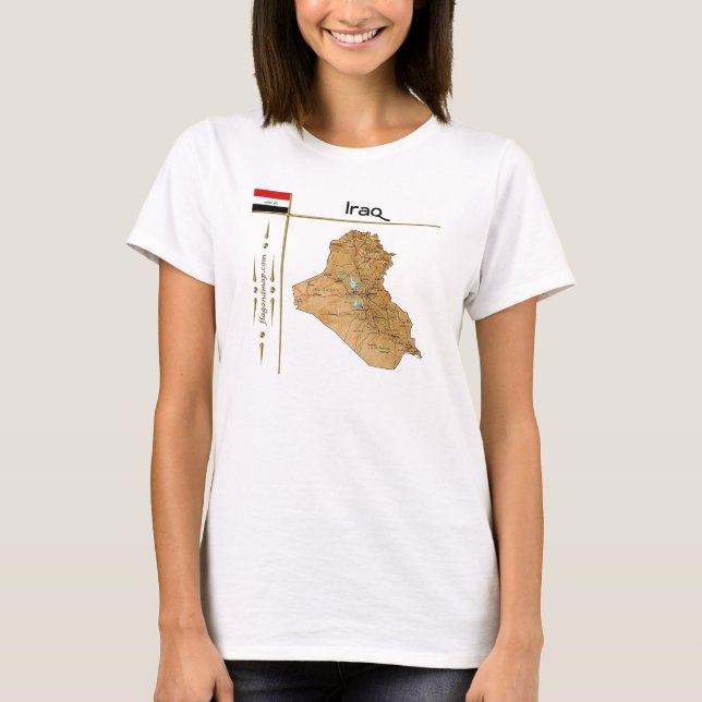 T-Shirt Carte + Drapeau + Titre Irak (Devant)