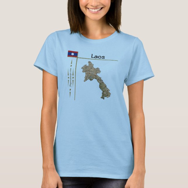 T-Shirt Carte + Drapeau + Titre Laos (Devant)