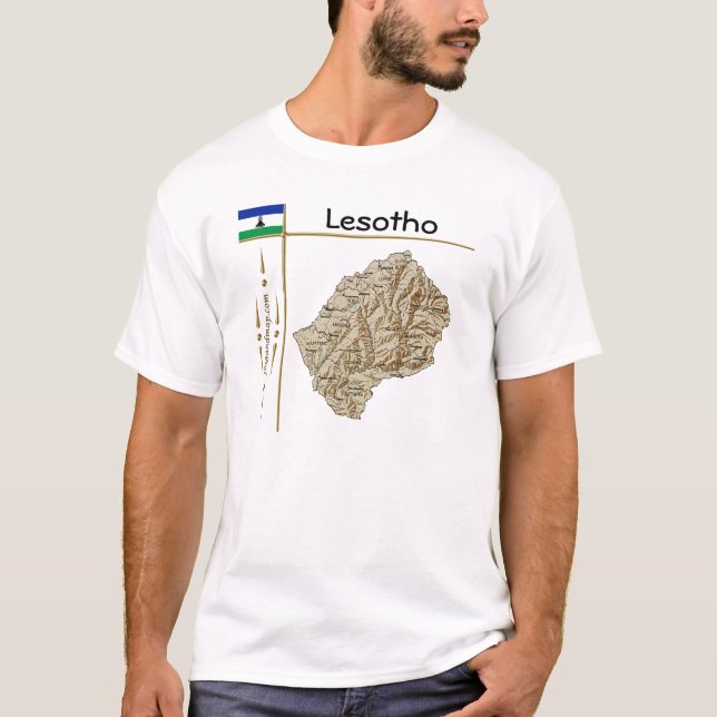 T-Shirt Carte + Drapeau + Titre Lesotho (Devant)